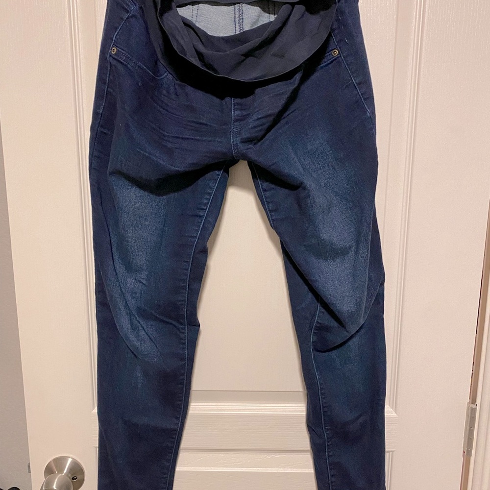 Aglow Maternity Jeggings Size 8 Tummy Panel Dark Wash Stretch Denim Skinny Jean